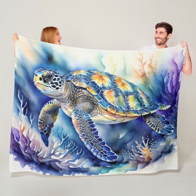 Aquarellmalerei mit Schildkrötenfarbe Fleece Blank (Beispiel)
