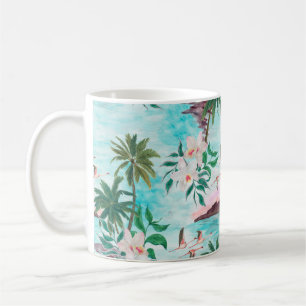 Aquarellmalerei nahtlos mit hawaiianischem Muster Kaffeetasse
