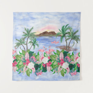 Aquarellmalerei nahtlos mit hawaiianischem Muster Wandteppich