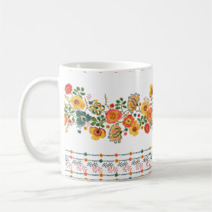 Aquarellmalerei nahtlos mit stilisierten Mustern Kaffeetasse