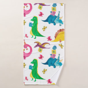 Aquarellmalerei nahtloses Muster mit Dinosaurier Badehandtuch
