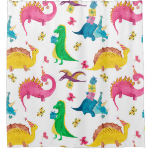 Aquarellmalerei nahtloses Muster mit Dinosaurier Duschvorhang