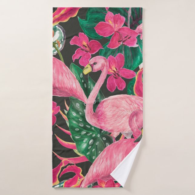 Aquarellmalerei nahtloses Muster mit Flamingo Badehandtuch (Badehandtuch)