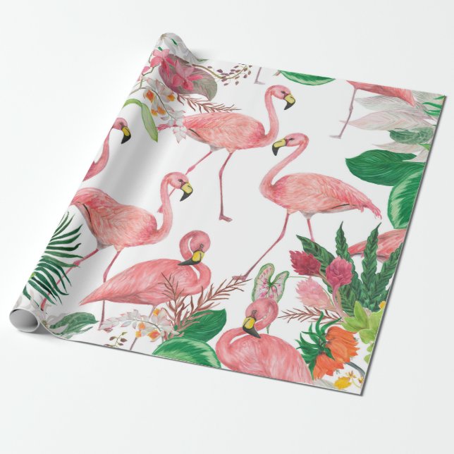 Aquarellmalerei nahtloses Muster mit Flamingo Geschenkpapier (Ungerollt)