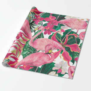 Aquarellmalerei nahtloses Muster mit Flamingo Geschenkpapier