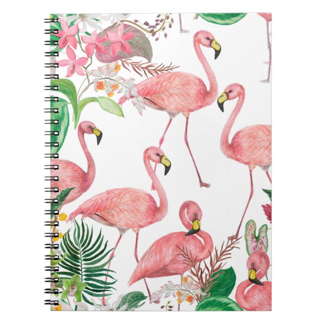 Aquarellmalerei nahtloses Muster mit Flamingo Notizblock (Vorderseite)