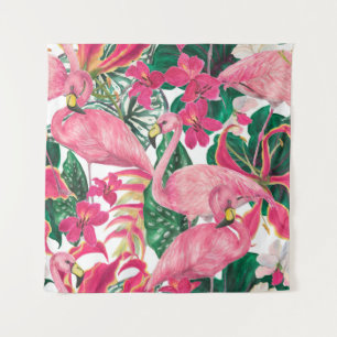 Aquarellmalerei nahtloses Muster mit Flamingo Wandteppich