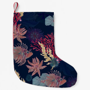 Aquarellmalerei nahtloses Muster mit rotem Löwen Kleiner Weihnachtsstrumpf