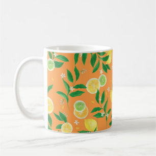 Aquarellmalerei nahtloses Muster mit Zitrus f Kaffeetasse