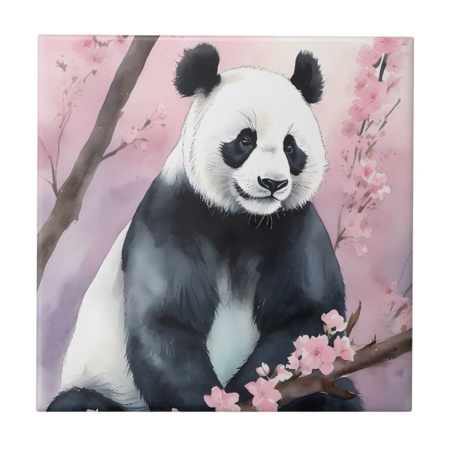 Aquarellmalerei Panda Bär Fliese (Vorderseite)