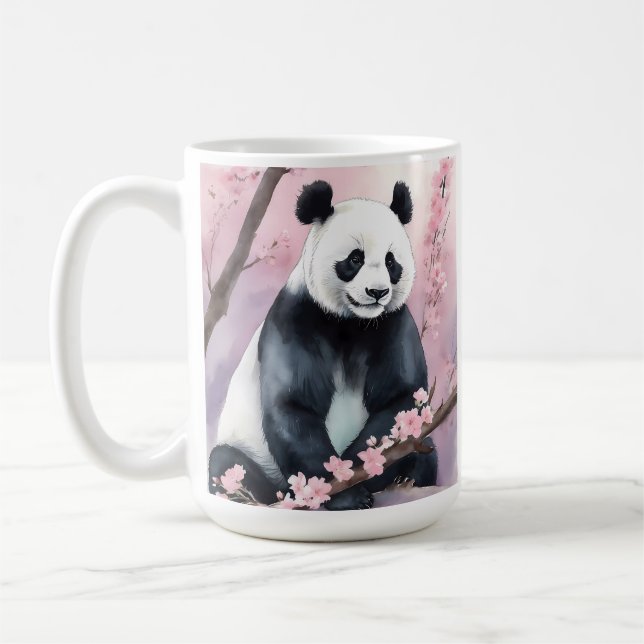 Aquarellmalerei Panda Bär Kaffeetasse (Links)