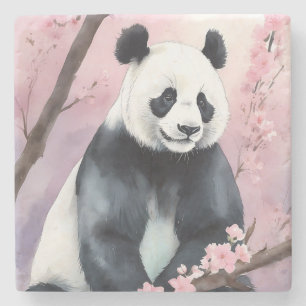 Aquarellmalerei Panda Bär Steinuntersetzer