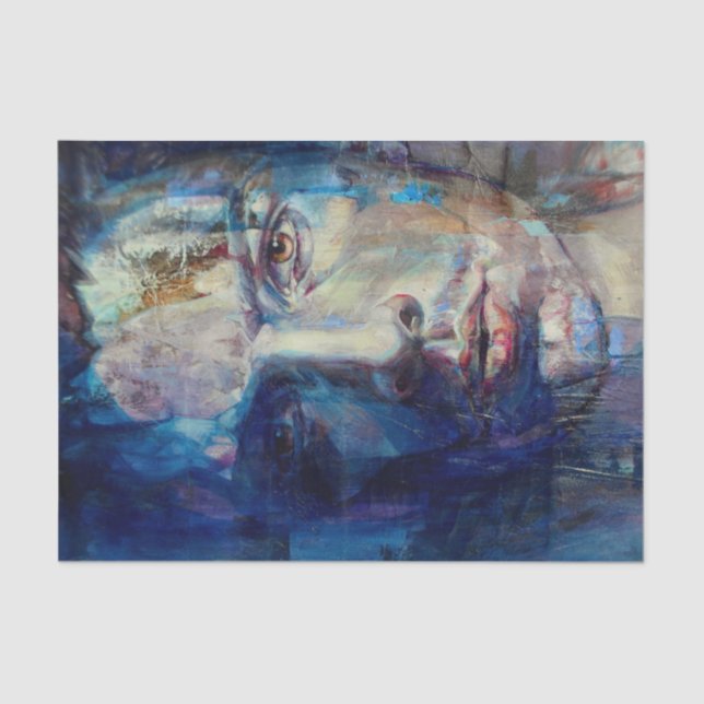 Aquarellmalerei Portrait of Man Tissue Seidenpapier (Vorderseite)