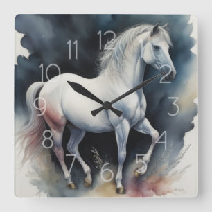 Aquarellmalerei Quadratische Wanduhr