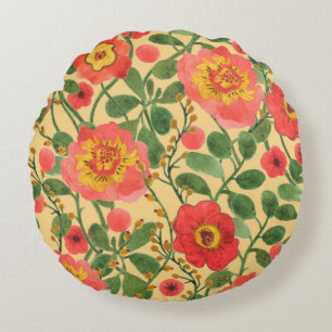 Aquarellmalerei Retro-Blumenmuster nahtlos Muster Rundes Kissen