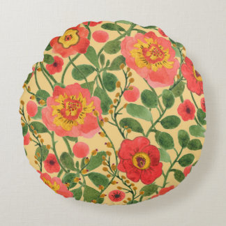 Aquarellmalerei Retro-Blumenmuster nahtlos Muster Rundes Kissen