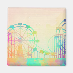 Aquarellmalerei Riesenrad Jahrmarkt Kunst Magnet