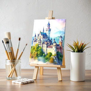 Aquarellmalerei Schloss Neuschwanstein Postkarte