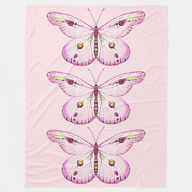 Aquarellmalerei Schmetterling 2 Fleecedecke (Vorderseite)