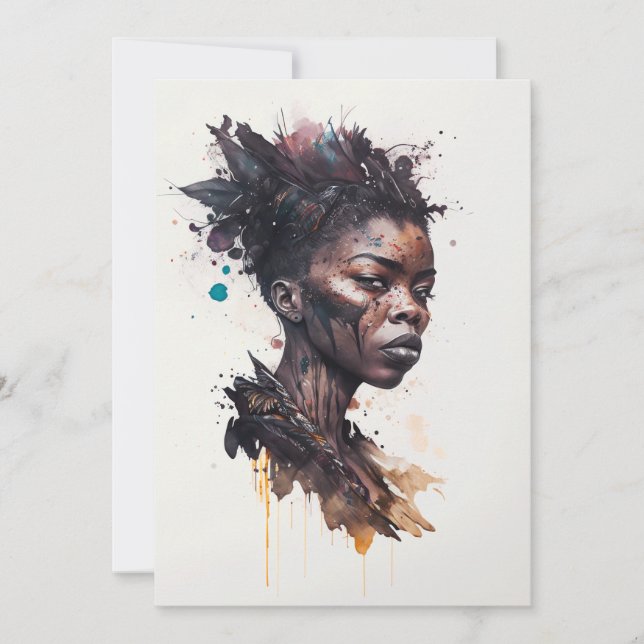 Aquarellmalerei, schöne afrikanische Stammesfrauen Feiertagskarte (Vorderseite)