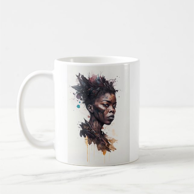 Aquarellmalerei, schöne afrikanische Stammesfrauen Kaffeetasse (Links)