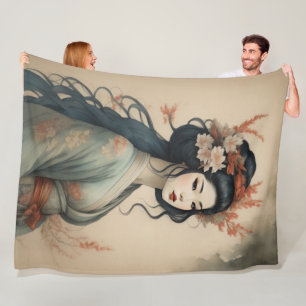Aquarellmalerei Schöne asiatische Blume Fleecedecke