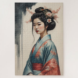 Aquarellmalerei Schöne asiatische Blume Puzzle