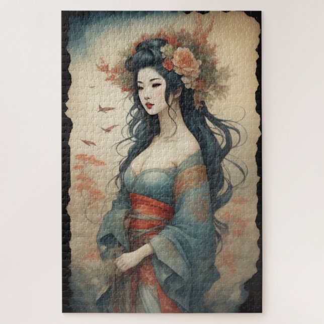 Aquarellmalerei Schöne asiatische Blume Puzzle (Vertikal)