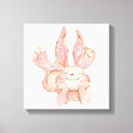 Aquarellmalerei Smiling Coy Bunny Rabbit Leinwanddruck