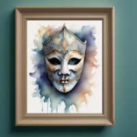 Aquarellmalerei Venezianische Maske V
