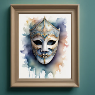 Aquarellmalerei Venezianische Maske V Poster