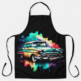 Aquarellmalerei Vintage Auto Schürze