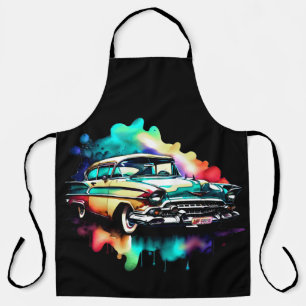 Aquarellmalerei Vintage Auto Schürze