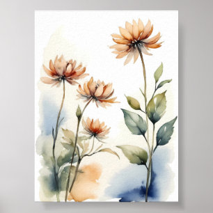 Aquarellmalerei von Blumen  Poster
