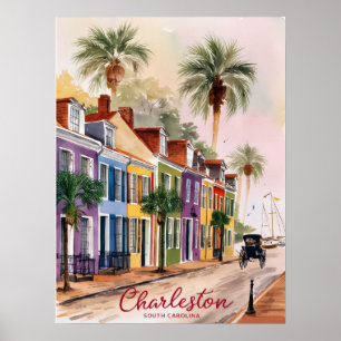 Aquarellmalerei von Charleston South Carolina Poster