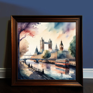 Aquarellmalerei von Cityscape London England Poster