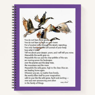 Aquarellmalerei von Gänsen + Mary Oliver Gedicht Notizbuch