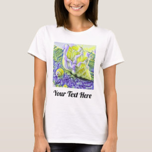 Aquarellmalerei von gelber violetter Muschel T-Shirt