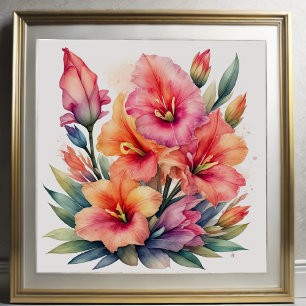 Aquarellmalerei von Gladiolas IX Poster