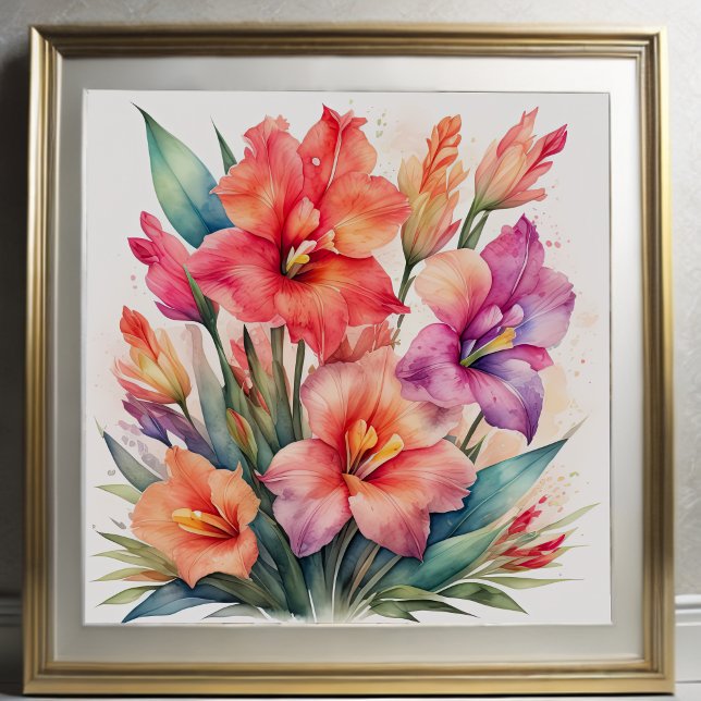 Aquarellmalerei von Gladiolas X Poster (Von Creator hochgeladen)