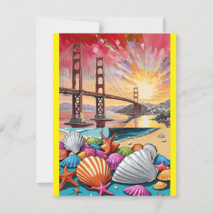 Aquarellmalerei von San Francisco, Golden Gate Brü Postkarte