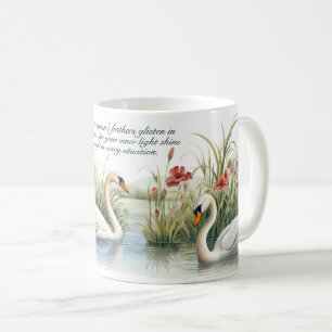 Aquarellmalerei von Schwänen auf einem Teich Kun Kaffeetasse