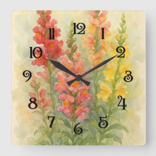 Aquarellmalerei von Snapdragons 2 Wall-Uhr Quadratische Wanduhr