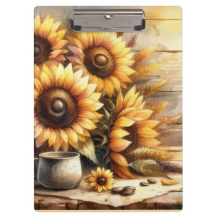 Aquarellmalerei von Sonnenblumen Klemmbrett