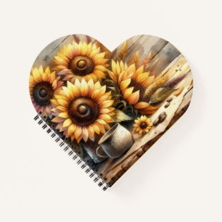 Aquarellmalerei von Sonnenblumen Notizbuch