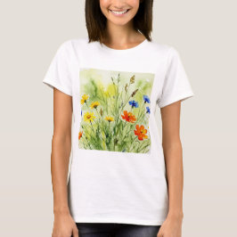 Aquarellmalerei von Wildblumen und Pflanzen T-Shirt