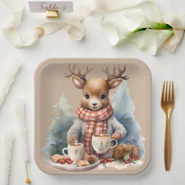 Aquarellmalerei Weihnachten rustikale Teller (Hochzeit)