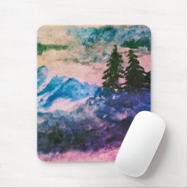 Aquarellmalerei Zauberwald Landschaftsbild Mousepad