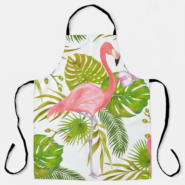Aquarellmarker-Abbildung des rosa Flamingo bi Schürze (Vorderseite)