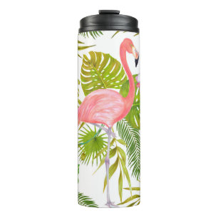 Aquarellmarker-Abbildung des rosa Flamingo bi Thermosbecher